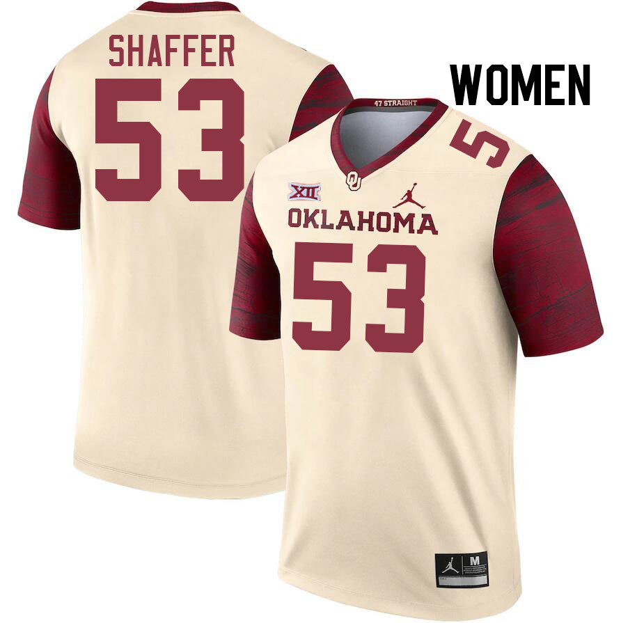 Women #53 Caleb Shaffer Oklahoma Sooners College Football Jerseys Stitched-Cream